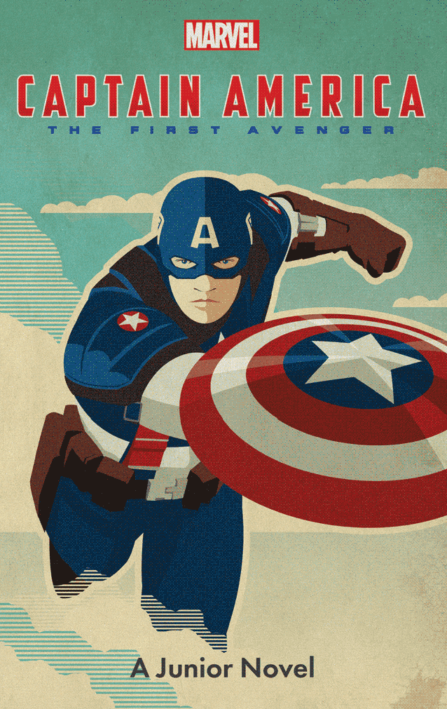 Illustration of Captain America charging forward with his shield raised against a dramatic cloudy sky. Text reads: “Yoto Card: Captain America - The First Avenger.” Experience the thrilling origin story of this iconic Marvel hero from Yoto as he prepares to defend justice.
