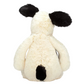 The Jellycat Bashful Black & White Puppy (Medium) is a plush toy featuring a white dog with black ears and a black spot on its back, shown from behind.