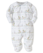 Kissy Kissy's cozy Pima cotton footie pajama with adorable animal friends, the Kissy Kissy Noah’s Ark Footie.