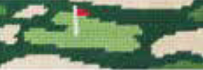 A pixelated golf course hole on the Golfer's Camo Belt by Smathers & Branson showcases a vibrant green with a red flag, echoing the intricate craftsmanship of needlepoint design.