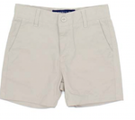 The Properly Tied Patriot Short, offered by Properly Tied, is a beige pair of adventure shorts featuring belt loops and front pockets, ideal for classic boys and designed to lay flat.