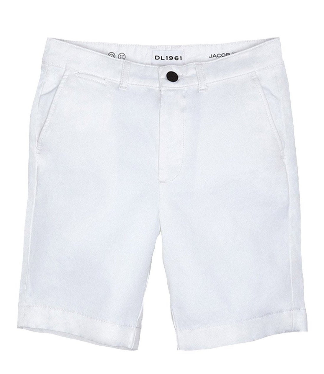 DL1961 Jacob Chino Shorts in white breathable fabric isolated on a white background.