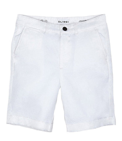 DL1961 Jacob Chino Shorts in white breathable fabric isolated on a white background.