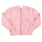 The Kids’ Jax Hoodie by Coop Kids PC is a light pink French Terry zip-up with long sleeves, front pockets, and a small tag on the left pocket, shown laid flat on a white background.