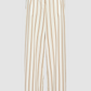 The TWP Hudson St. Cotton Stripes Pant features a mid-rise, wide-leg silhouette in cream cotton poplin with vertical beige stripes, front pleats, side pockets, and belt loops. Shown on a plain background.