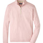 The Peter Millar Albatross Cotton-Blend Piqué Quarter-Zip is a light pink, lightweight performance sweater with a standing collar and visible zipper, crafted from soft piqué fabric and shown laid flat on a white background.
