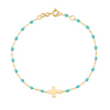 Gigi Clozeau Classic Cross Charm Bracelet 6.7" - Turquoise Green