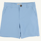 The Beaufort Bonnet Company Boys' Prepletic™ Charlie's Chinos shorts in light blue, crafted with performance fabric, include belt loops, side pockets, a front button, and zip closure—shown against a plain background.