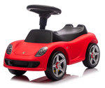Freddo Porsche 911 Carrera GT Foot-to-Floor Ride-On for children, featuring a sleek red design with a black seat, oversized steering wheel, and lifelike details—photographed on a white background—ideal as a stylish luxury kids’ car or an exciting foot-to-floor ride-on vehicle.