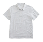 A classic-fit light gray Bryce Polo by AG Jeans, featuring short sleeves, a collar, and three buttons, is laid flat against a white background. This moisture-wicking Active Performance polo is designed for comfort and versatility.