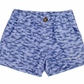Properly Tied Boys' Mallard Short with small, dark blue shark pattern and front button closure, made from quick-dry fabric for all-day comfort, shown on a plain background.