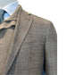 A mannequin wears the Canali Kei Brown/Tan Plaid Blazer, featuring structured tailoring, over a textured sweater, blue dress shirt, and patterned tie; shown from the chest up against a white background.