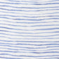 The Timo & Violet Baby Walker Terry Onesie is an eco-friendly, white organic cotton romper with unevenly spaced horizontal blue lines—ideal for your baby this summer.