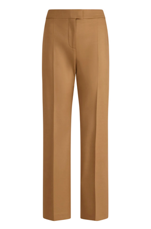 Altuzarra's Todd Pant is a tan straight-leg dress trouser featuring a mid-rise waist, front crease lines, and a concealed front closure, shown here against a plain white background.