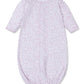 The Kissy Kissy Baby Royal Details Pink Convertible Gown is a light pink Pima cotton gown with long sleeves, elastic hem, and a subtle print on white—ideal for baby's comfort and versatile wear.
