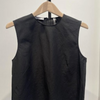 Linen Crew Neck Shell Tank - Black