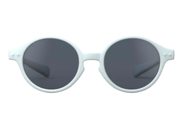 IZIPIZI Baby #D Polarized Sunglasses feature round white frames and dark lenses, displayed from the front against a plain white background. These lightweight sunglasses provide excellent UV protection for your little one.