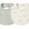 Jersey Snap Bib, 2-Pack - Fox Land/Fern Stripe