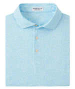 The light blue Mezcal Performance Jersey Polo by Peter Millar, with a collar and three buttons, is designed for Summer Comfort. It promises jersey quality and UPF 50+ protection for sunny days.