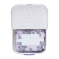 The Pink Chicken Nesting Box Baby Take Home Set features folded floral organic pima cotton fabric in a pastel chicken-patterned gift box with an info card, making it a perfect newborn gift.