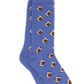 The Boys' Lucky Duck Socks by Properly Tied are blue dress socks featuring a playful pattern of brown footballs.