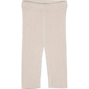 Baby Girls' Chat Knitted Wool Blend Lurex Leggings by Louis Louise, crafted from a soft wool blend with an elastic waistband, shown flat on a white background.