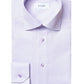 A neatly folded light purple Eton Twill Shirt, Slim Fit, featuring a versatile collar with an "ETON" label on the inside. This wrinkle-free shirt is designed for easy care, making it perfect for any occasion.