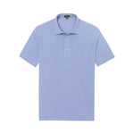 Sid Mashburn Short-Sleeved Polo in light blue luxury cotton, with a collar, three buttons, and chest pocket, is shown laid flat on a white background.