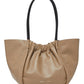 A beige Proenza Schouler Large Ruched Tote tote bag with black handles and a subtle logo on the front.