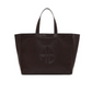 The Anine Bing Large Rio Tote is a spacious dark brown leather bag with two handles and a raised AB monogram on the front.