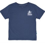 Introducing the Feather 4 Arrow Baby Boys’ and Boys’ Deep Sea Adventures Vintage Tee: a navy blue short-sleeve t-shirt featuring a white “Deep Sea Adventures” text and octopus graphic on the upper left chest. Made from premium cotton, this soft and comfy tee provides an all-day vintage hand feel your little one will love.