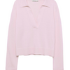 Cashmere Long Sleeve Polo Sweater - Ballet Pink