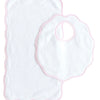 Bib & Burp Set - Pink Gingham Edge