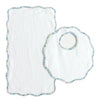 Bib & Burp Set - Blue Floral Edge