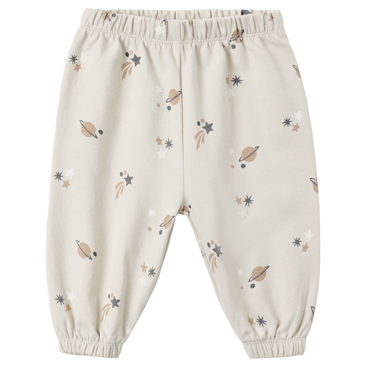 Quincy Mae Baby Boys’ and Boys’ Oversized Sweatpants in light beige feature a space-themed print with planets, stars, and comets. Designed with an elastic waistband and cuffs for a comfortable fit, these cozy fleece sweatpants are extra soft against your little one’s skin.