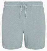The Onia Slub Terry Short, crafted in light blue slubbed cotton with an elastic waistband and two side pockets, is displayed against a plain white background—a lounge essential for relaxed comfort.