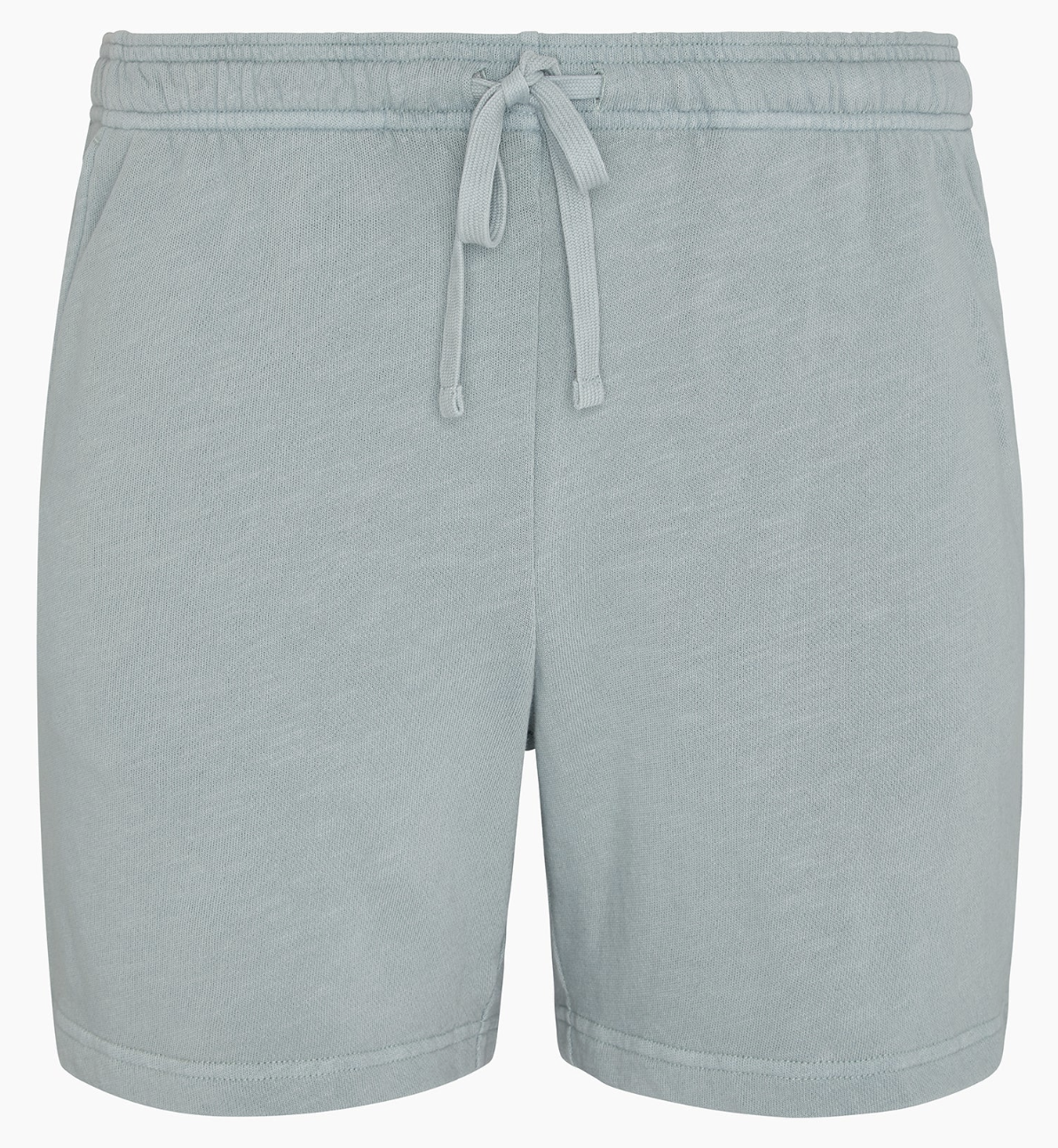The Onia Slub Terry Short, crafted in light blue slubbed cotton with an elastic waistband and two side pockets, is displayed against a plain white background—a lounge essential for relaxed comfort.
