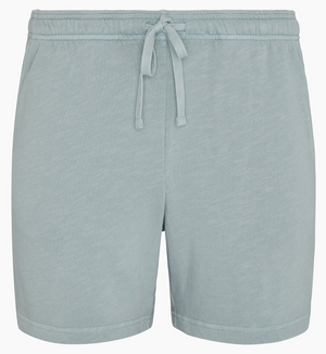 The Onia Slub Terry Short, crafted in light blue slubbed cotton with an elastic waistband and two side pockets, is displayed against a plain white background—a lounge essential for relaxed comfort.