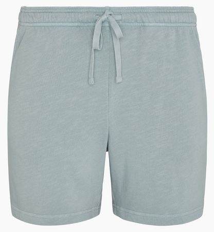 The Onia Slub Terry Short, crafted in light blue slubbed cotton with an elastic waistband and two side pockets, is displayed against a plain white background—a lounge essential for relaxed comfort.