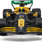 Front view of the Maisto R/C 1:24 McLaren MCL38 (2024) – #81, showcasing its yellow and black color scheme with a green rear wing, sponsor logos, and design elements inspired by Oscar Piastri’s Formula 1 livery.