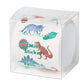 A box of Meri Meri Themed Stickers includes dinosaur-themed mini stickers with various dinosaurs and leaves, ideal for decorating posters or adding a fun touch to party bags.