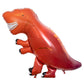 The Meri Meri Foil Balloon, crafted by the brand Meri Meri, is a shiny red dinosaur with an open mouth and small arms, standing proudly on two legs—an ideal helium-filled decoration for any party.