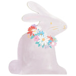 This light purple rabbit, decorated with a colorful flower garland around its neck and facing right, is an ideal choice for the Meri Meri Spring Bunny Sticker Book cover or as a charming non-candy Easter gift.