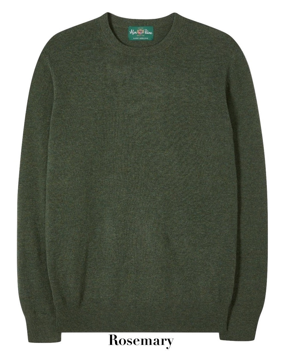 An Alan Paine Men's Melfort Cashmere Crew Neck sweater with the word rosemary on it.