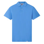 The Love Brand Pensacola Polo Shirt is a plain yacht blue, short-sleeve collared shirt with a three-button placket, shown on a white background—ideal for smart-casual occasions.