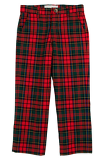 A pair of Boys' Twill Prep School Pants from The Beaufort Bonnet Company in red and green plaid, displayed flat on a white background.