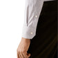 A person is shown from the waist down against a white background, wearing Eton's Slim Cut Away Micro Check Twill Shirt with dark trousers, their arm resting by their side.