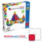 A box of "MAGNA-TILES® MicroMAGS 70-Piece Deluxe Set" from Magnatiles with colorful magnetic tiles arranged into various structures. The box highlights its new micro size and is suitable for ages 3 and up, perfect for creative magnetic building fun.