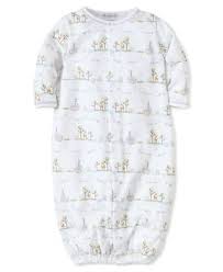 The Baby Noah’s Ark Convertible Gown by Kissy Kissy is a white, soft Pima cotton baby gown with long sleeves, an elastic bottom, and a subtle animal and nature print. Easily converts into a playsuit for added versatility.