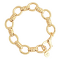 Anabel Aram Neptune Chain Bracelet in 18K gold plate, featuring interlocking circular links with ribbed accents and a lobster clasp closure.